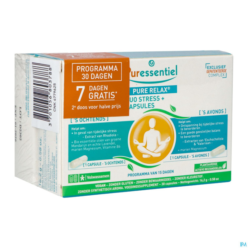 Puressentiel pure relax duo stress caps 30 offre