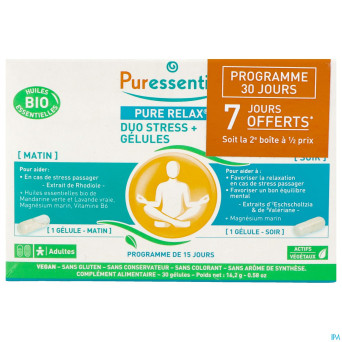 Puressentiel pure relax duo stress caps 30 offre