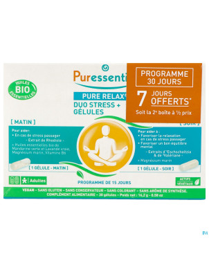 Puressentiel pure relax duo stress caps 30 offre