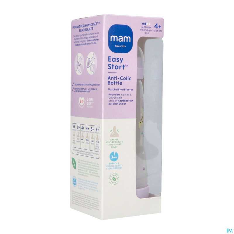 Mam easy start a/colic bib. pure matt lilas 320ml
