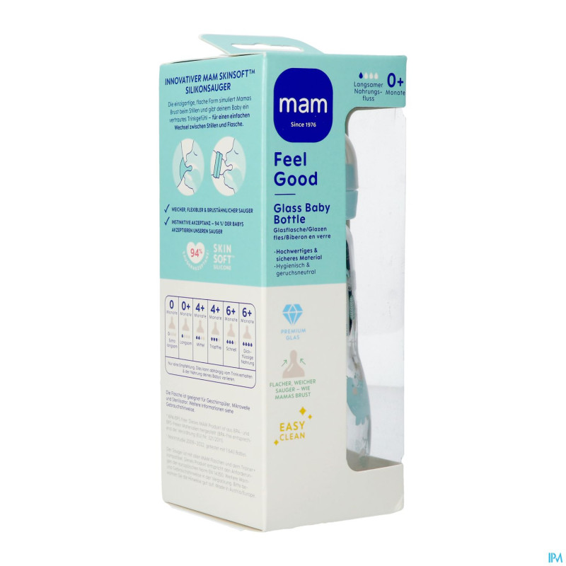 Mam feel good glass bottle matt boy 260ml