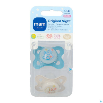 Mam original night sucette silic. pure 0-6m bleu 2