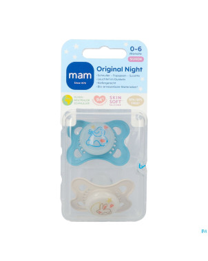 Mam original night sucette silic. pure 0-6m bleu 2