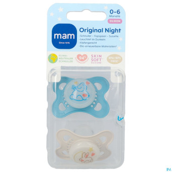 Mam original night sucette silic. pure 0-6m bleu 2