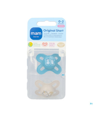 Mam original start sucette silic. pure 0-2m bleu 2