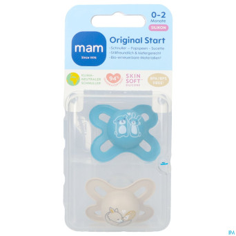 Mam original start sucette silic. pure 0-2m bleu 2
