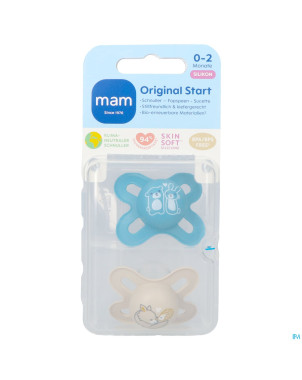 Mam original start sucette silic. pure 0-2m bleu 2