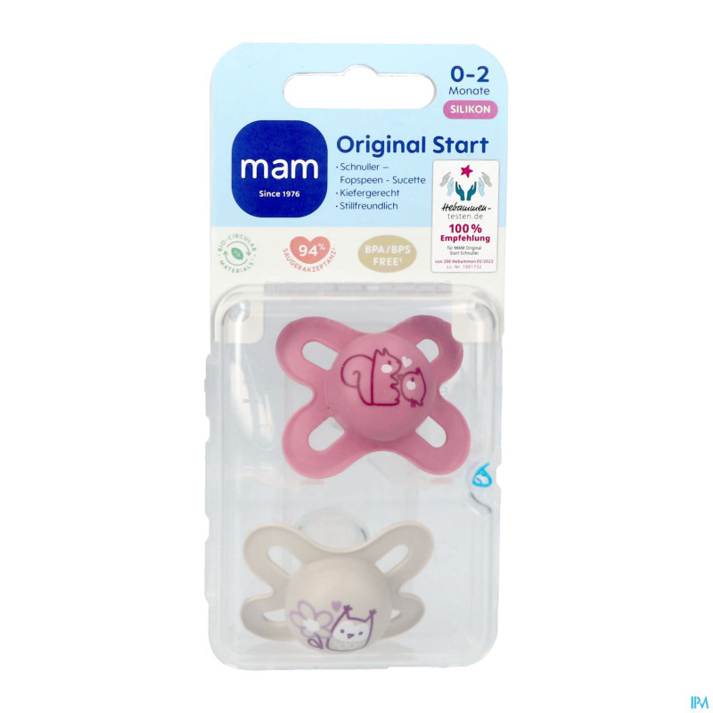 Mam original start sucette silic. pure 0-2m rose 2