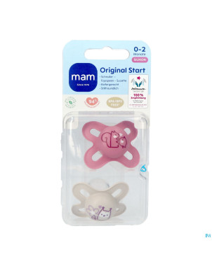 Mam original start sucette silic. pure 0-2m rose 2