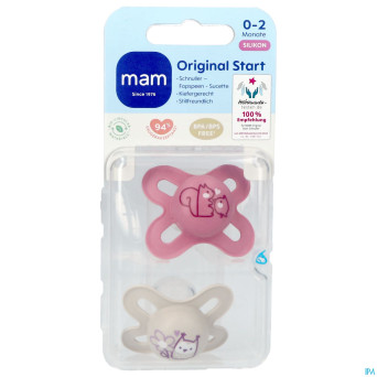 Mam original start sucette silic. pure 0-2m rose 2