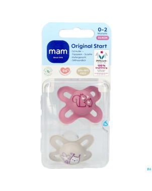 Mam original start sucette silic. pure 0-2m rose 2