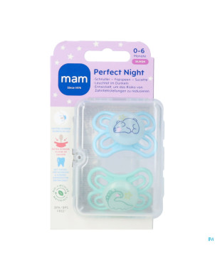 Mam perfect night sucette silicone pure 0-6m bleu2