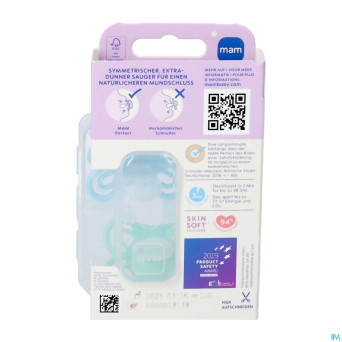 Mam perfect night sucette silicone pure 0-6m bleu2