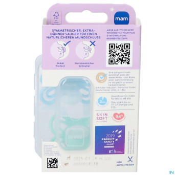 Mam perfect night sucette silicone pure 0-6m bleu2