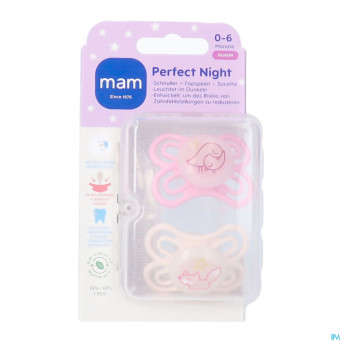 Mam perfect night sucette silicone pure 0-6m rose2