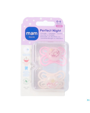 Mam perfect night sucette silicone pure 0-6m rose2