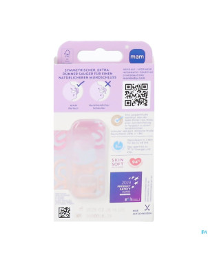 Mam perfect night sucette silicone pure 0-6m rose2