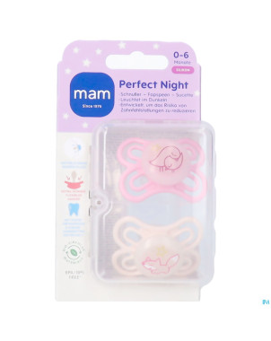 Mam perfect night sucette silicone pure 0-6m rose2
