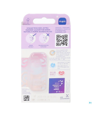 Mam perfect night sucette silicone pure 0-6m rose2