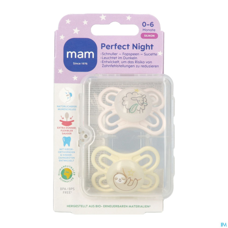 Mam perfect night sucette silicone pure 0-6m uni 2