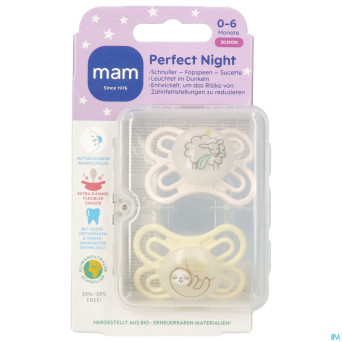 Mam perfect night sucette silicone pure 0-6m uni 2
