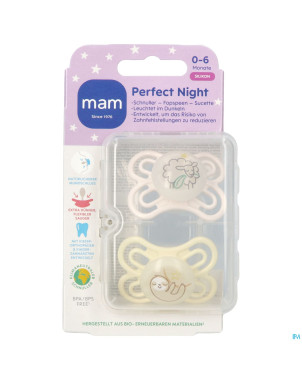 Mam perfect night sucette silicone pure 0-6m uni 2