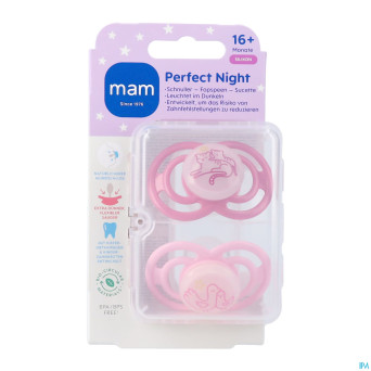 Mam perfect night sucette silicone pure 16m+ rose2