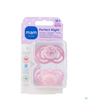 Mam perfect night sucette silicone pure 16m+ rose2