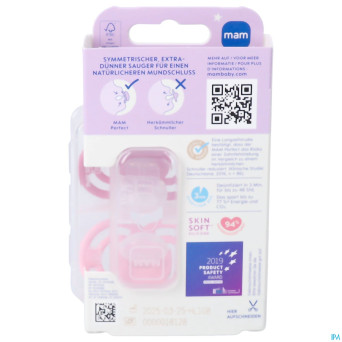 Mam perfect night sucette silicone pure 16m+ rose2