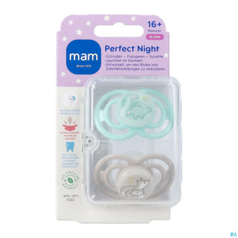 Mam perfect night sucette silicone pure 16m+ uni 2