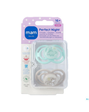 Mam perfect night sucette silicone pure 16m+ uni 2