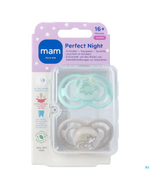 Mam perfect night sucette silicone pure 16m+ uni 2