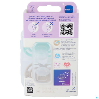 Mam perfect night sucette silicone pure 16m+ uni 2