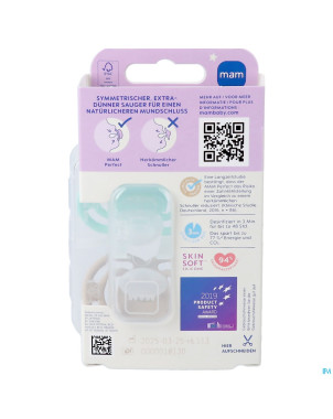 Mam perfect night sucette silicone pure 16m+ uni 2