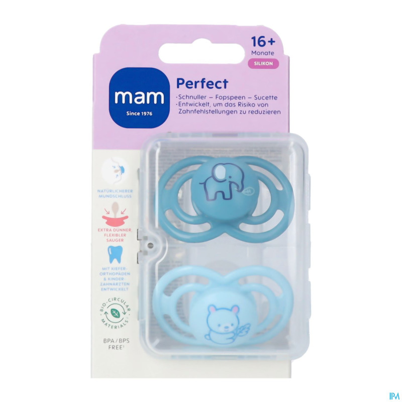 Mam perfect sucette silicone pure 16m+ bleu 2