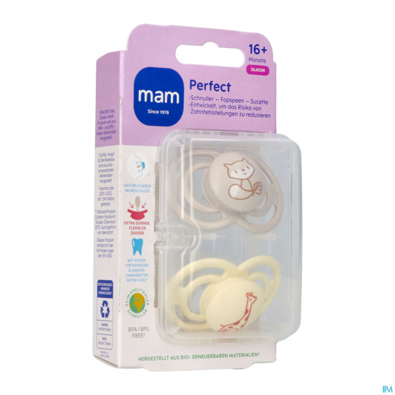 Mam perfect sucette silicone pure 16m+ uni 2