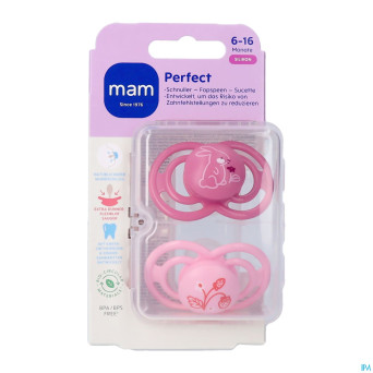 Mam perfect sucette silicone pure 6-16m rose 2