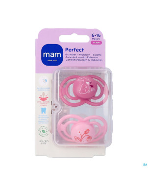 Mam perfect sucette silicone pure 6-16m rose 2
