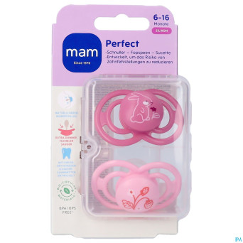 Mam perfect sucette silicone pure 6-16m rose 2