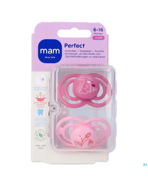 Mam perfect sucette silicone pure 6-16m rose 2