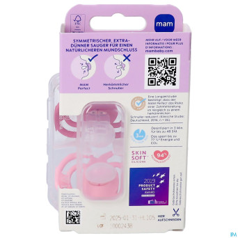 Mam perfect sucette silicone pure 6-16m rose 2