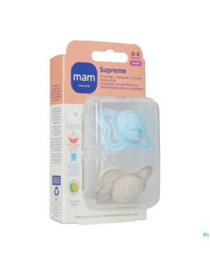 Mam supreme sucette silicone pure 0-6m bleu 2