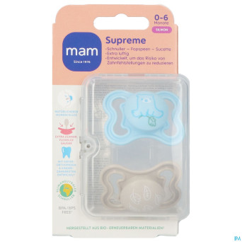 Mam supreme sucette silicone pure 0-6m bleu 2