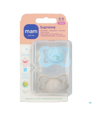 Mam supreme sucette silicone pure 0-6m bleu 2