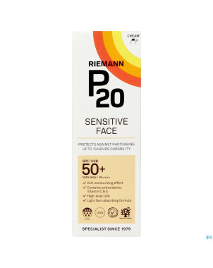 P20 creme solaire sensitive visage spf50+ 50g
