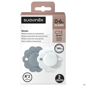 Suavinex wonder soother sili.rev.0-6m lakeblue duo