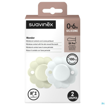 Suavinex wonder soother sili.rev.0-6m blue duo
