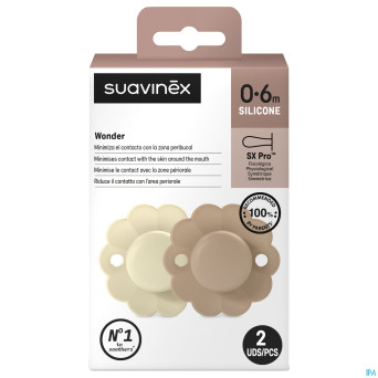 Suavinex wonder soother sili.rev.0-6m grey duo