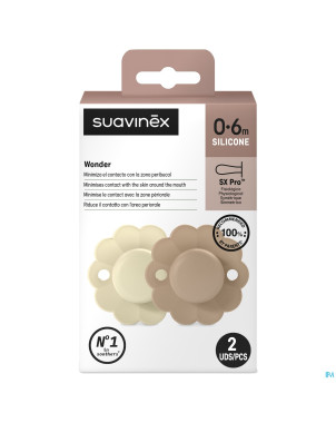 Suavinex wonder soother sili.rev.0-6m grey duo