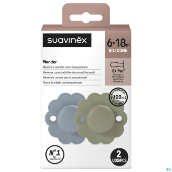 Suavinex wonder soother sili.rev.6-18m lakegr. duo